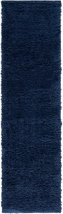 SAFAVIEH Lindsay Shag Collection Runner Rug - 2'2" x 10', Navy, Non-Shedding, 1.8-inch Thick, Ideal for Living Room, Hallway, Foyer, Bedroom (LNS560N-210)