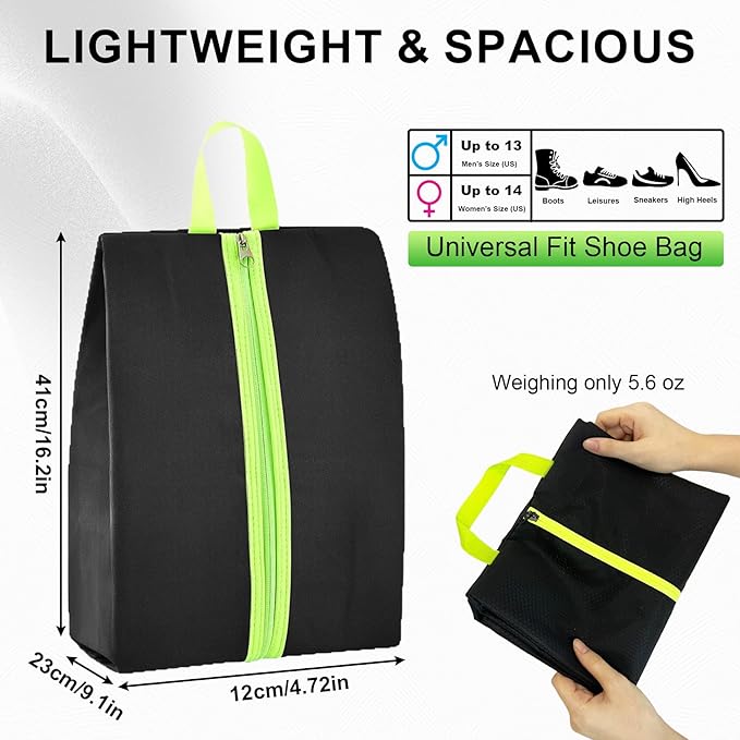 Smell Proof Shoe Bags for Travel & Sports,Odor-Absorbing Cleat Bags,Water-Resistant Shoe Organizer for Gym, Soccer, Golf,Tennis (Fits US Size 14, Lightweight & Durable)
