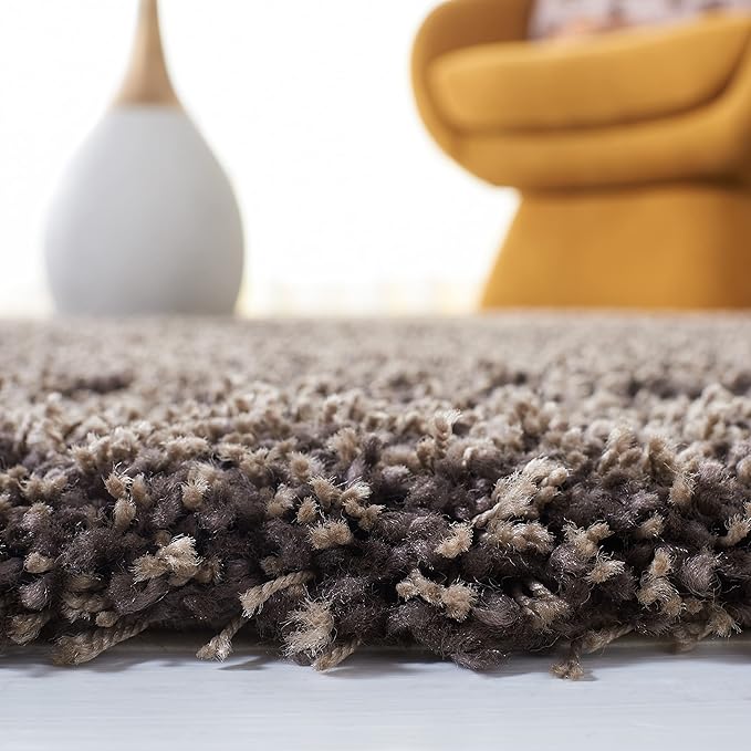 SAFAVIEH Santa Monica Shag Collection 8' x 10' Mushroom SGN725 Solid Non-Shedding Living Room Bedroom Dining Room Entryway Plush 2-inch Thick Area Rug