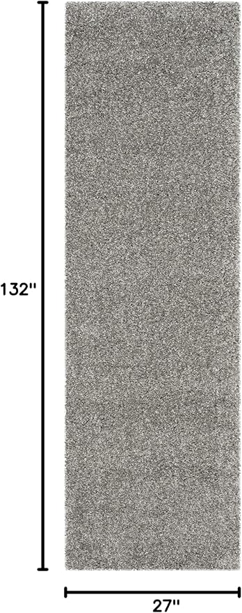 SAFAVIEH Santa Monica Shag Collection 2'3" x 11' Silver SGN725 Solid Non-Shedding Living Room Bedroom Dining Room Entryway Plush 2-inch Thick Runner Rug