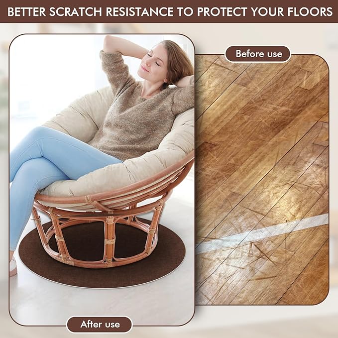 Round Recliner Pads for Hardwood Floors, Non Slip Recliner Grippers, Furniture Pads Floor Mats for Carpet, Anti Slide Office Chair Mat for Floor Protector, 30"x30" (1 Pack Brown