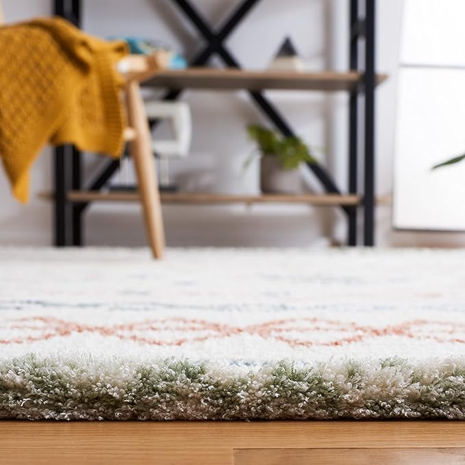 SAFAVIEH Marrakech Collection Area Rug - 9' x 12', Ivory & Multi, Moroccan Boho Tribal Rustic Design, Non-Shedding & Easy Care, Ideal for High Traffic Areas in Living Room, Bedroom (MRK612A)