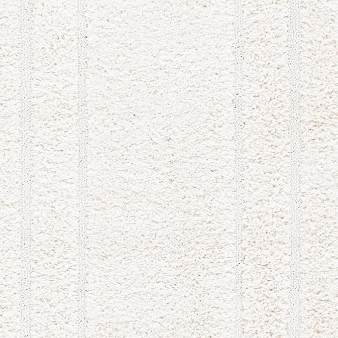 SAFAVIEH Florida Shag Collection Runner Rug - 2'3" x 8', Creme & Creme, Border Design, Non-Shedding & Easy Care, 1.2-inch Thick Ideal for High Traffic Areas in Living Room, Bedroom (SG454-1111)