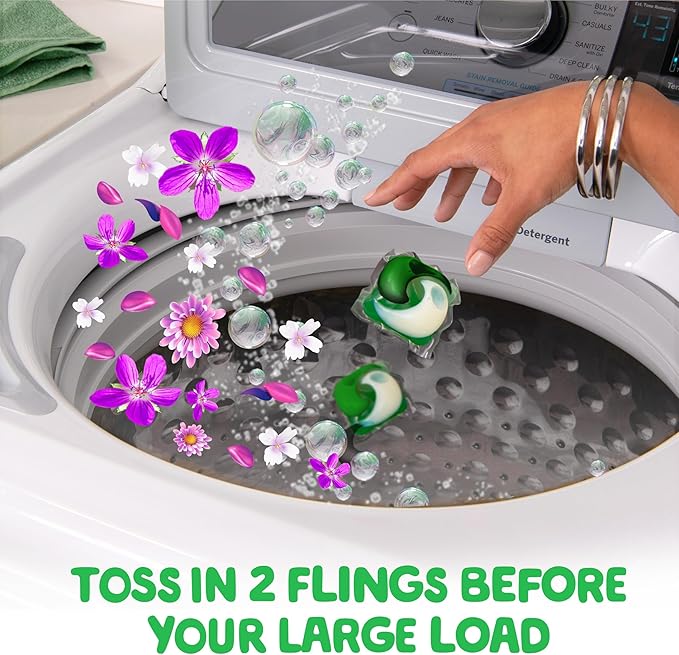 Gain Flings Laundry Detergent Pacs, 42 Count, Moonlight Breeze Scent, 3 in 1 HE Detergent Pacs with Oxi Boost and Febreeze