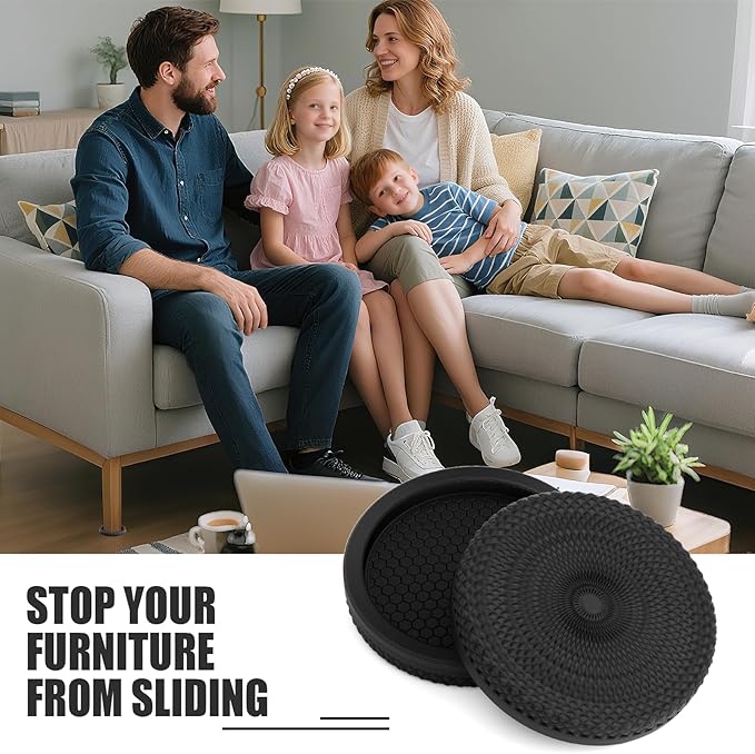Ezprotekt Non Slip Furniture Pads, 4 Pcs 2.5" Anti Skid Rubber Furniture Caster Cups, Anti-Slip Furniture Coasters for Hardwood Floors, Anti Slide Floor Protectors for Bed Couch Stoppers (Black)