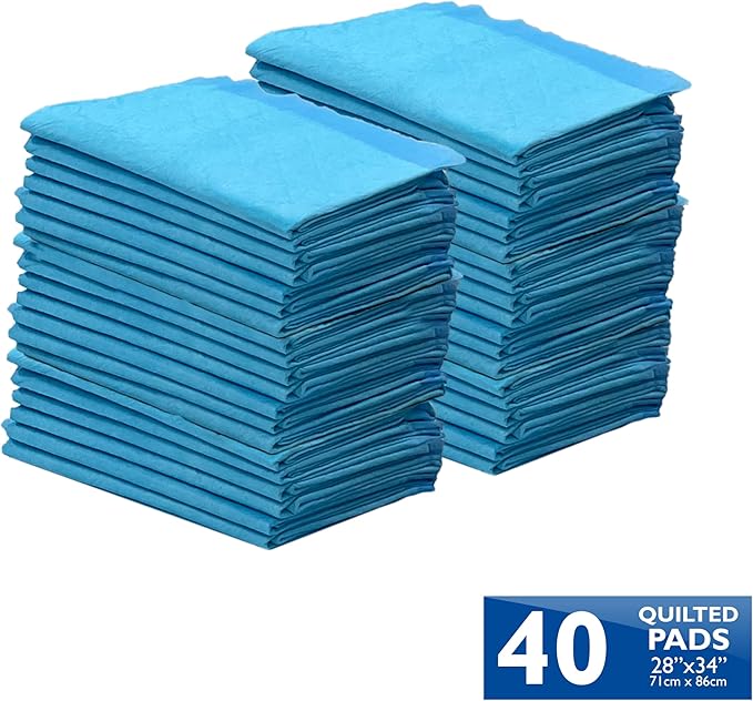 Four Paws Wee-Wee Superior Performance Unscented Extra-Large Pee Pads for Dogs & Puppies, Quilted Leak-Proof Dog Housebreaking Potty Training Floor Protection, 28" x 34", 40 Count