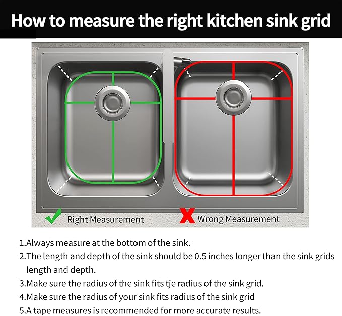 2Pack Sink Protector Grid 13"x16"and 11.2"x14.5", 304 Stainless Steel Sink Protectors for Kitchen Sink, Rust Resistant Metal Kitchen Sink Grid with 2Pack Sink Strainers (Rear Drain/4Pack)