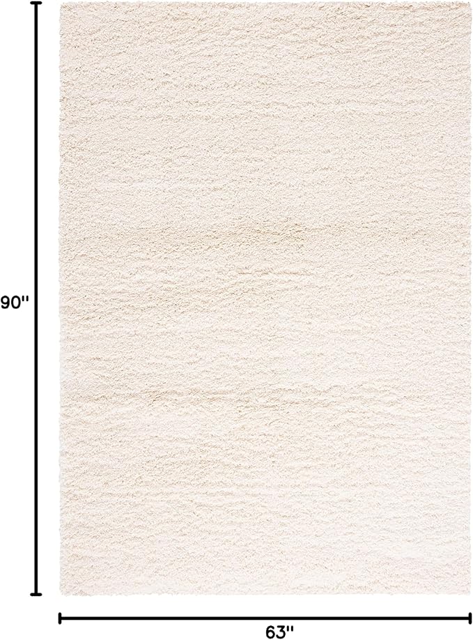 SAFAVIEH Santa Monica Shag Collection 5'3" x 7'6" Ivory SGN725 Solid Non-Shedding Living Room Bedroom Dining Room Entryway Plush 2-inch Thick Area Rug