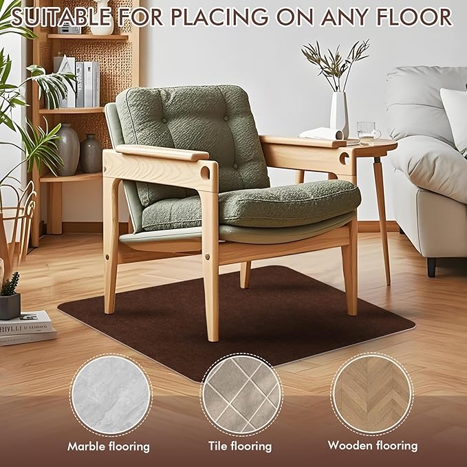 Recliner Pads for Hardwood Floors, Non Slip Recliner Grippers, Furniture Pads Floor Mats for Carpet, Anti Slide Office Chair Mat for Floor Protector, 35"x35" (2 Pack Coffee