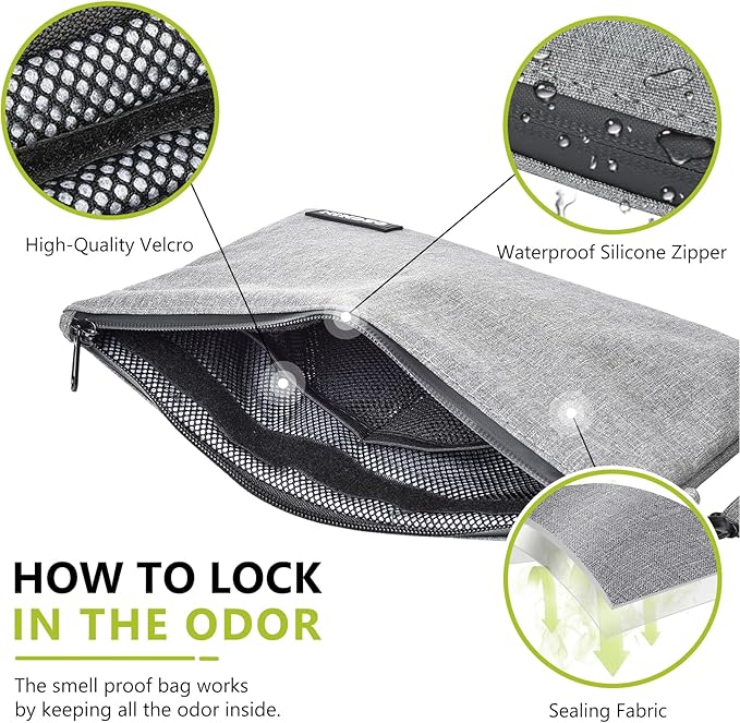 Smell Proof Bag Travel Storage Case Activated Charcoal Pouches Durable Odorless Medicine Organizer