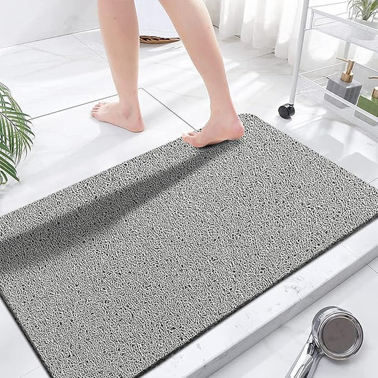 godehone Shower Mats Non Slip Without Suction Cups, PVC Loofah Bathroom Mats, Loofah Mats for Shower and Bathroom, Quick Drying, 23.6× 47.2 Inch, Grey
