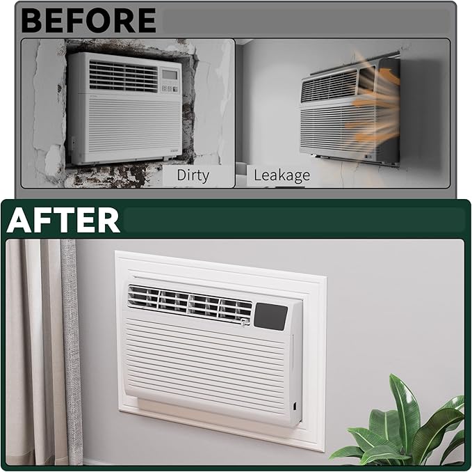 Flehomo Through The Wall AC Trim, Adhesive Trim for Through The Wall Air Conditioner Units, Foam Sealer Gap Trim, Windproof & Nice Appearance