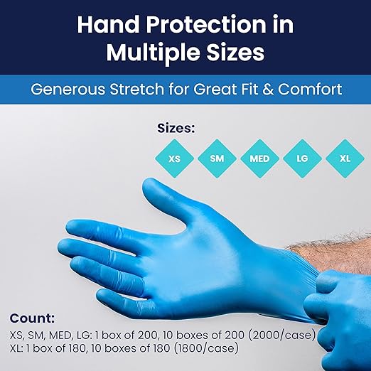 Adenna Miracle 4 mil Powder-Free Nitrile Exam Gloves, Medical Grade, Blue, Medium, Case of 2000