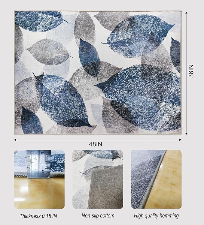 Office Chair Mat for Hardwood Floor & Low-Pile Carpet,36"*48" Highly Premium Quality Protector Floor Mat,Desk Chair Mat - Anti-Slip Chair Rug Mat for Office Home Laminate Floor Blue Leaf