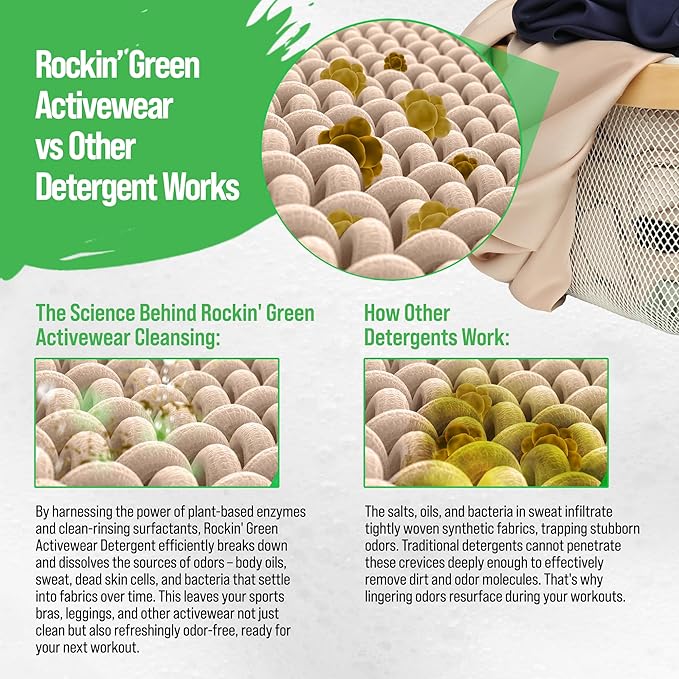 Rockin' Green Activewear 90 Loads Bundle With Hard Rock AC/DSea Breeze 90 Loads | All-Natural and Eco-Friendly | Non-Toxic and Safe for Sensitive Skin | Vegan and Biodegradable
