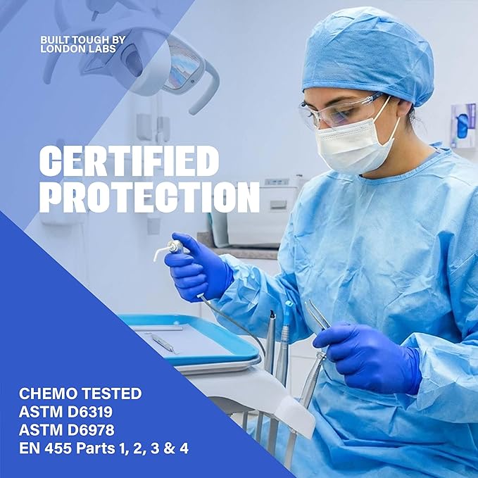 Synsafe 4 Mil - Purple Nitrile Exam Gloves –Disposable Latex Free & Powder Free – Extra Strong, Rubber Gloves