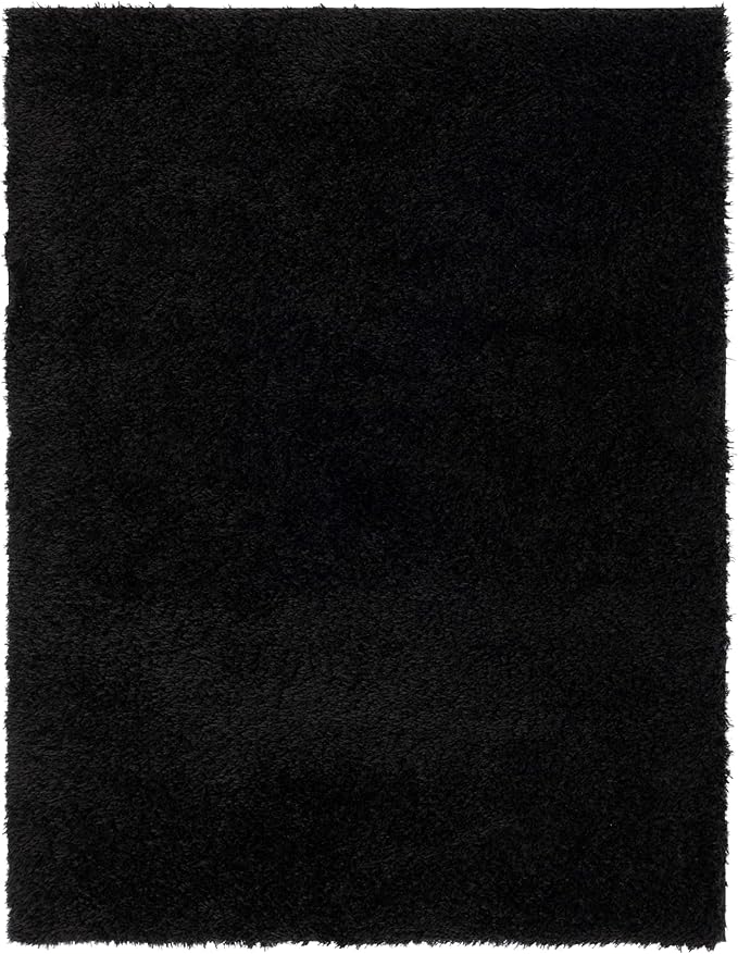 SAFAVIEH Lindsay Shag Collection Area Rug - 5'3" x 7'6", Black, Contemporary Design, Ideal for High Traffic Areas in Living Room, Bedroom & Dining Room (LNS560Z-5)