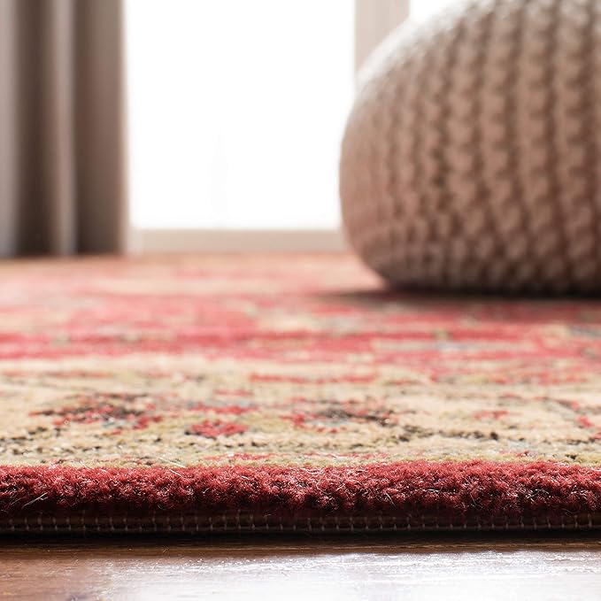 SAFAVIEH Mahal Collection Area Rug - 6'7" x 9'2", Red & Beige, Traditional Oriental Design, Non-Shedding & Easy Care, Ideal for High Traffic Areas in Living Room, Bedroom (MAH693Q)