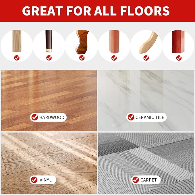 Ezprotekt Non Slip Furniture Pads, 16 Pcs 2" Rubber Caster Cups, Anti Skid Furniture Coasters for Hardwood Floors, No Slide Furniture Gripper, Floor Protector for Bed Couch Stoppers (Brown)