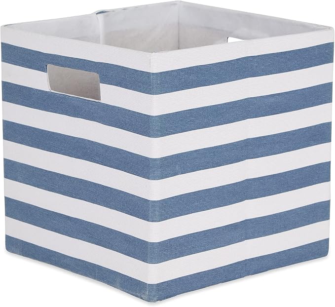 DII Polyester Cube Storage Collection Hard Sided Collapsible, 11x11x11, French Blue
