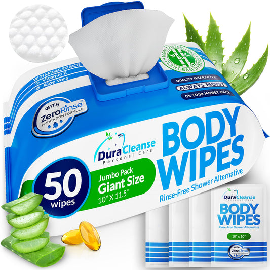 XL Body Wipes for Adults Bathing No Rinse - Shower Wipes & - Image 1