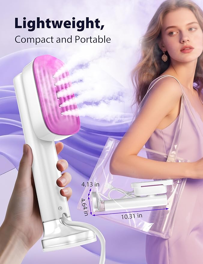 Travel Steamer for Clothes,15s Fast Heat-up Portable Iron,35mins Runtime & 180ml Large Tank,25g/min Steam,Ceramic Panel,1.8m power cord,Wrinkle Remover for Travel, Home, Office(White)