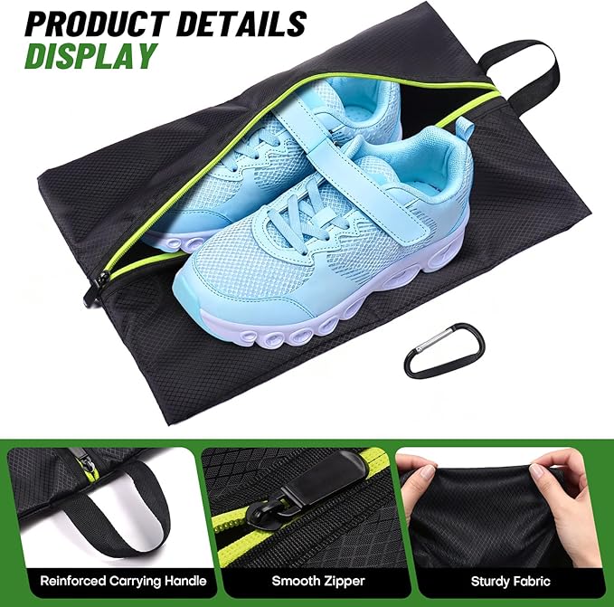 Roliwils Smell Proof Shoe Cleat Bag with Reinforced Handle | Odor-resistant Cleat Bag with Carabiner | Travel Shoe Organizer for Men | Baseball Soccer Footwear Storage