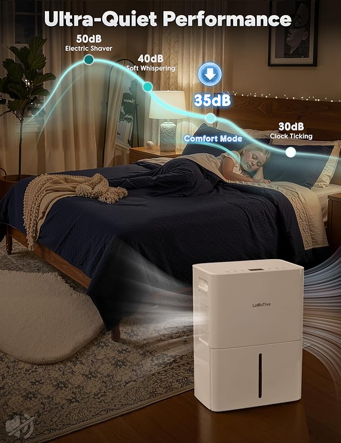 2500 Sq.Ft Dehumidifier for Home Basement 34 Pints Max - Smart WiFi Controlled Dehumidifier with Drain Hose Dry Clothes 24HR Timer 1.6L tank for RV Bedroom Bathroom Homelabs Office Large Room