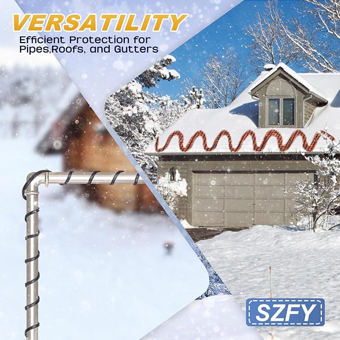 3FT~160FT Heat Tape for Water Pipes, -40°F Deicing Heat Tape,Thermostat Wire,Heating Cable Pipe Heating Cable,Heat Tape with Thermostat,Gutter Heat Cable,Heated Water Hose,120V 8W/ft (100FT)