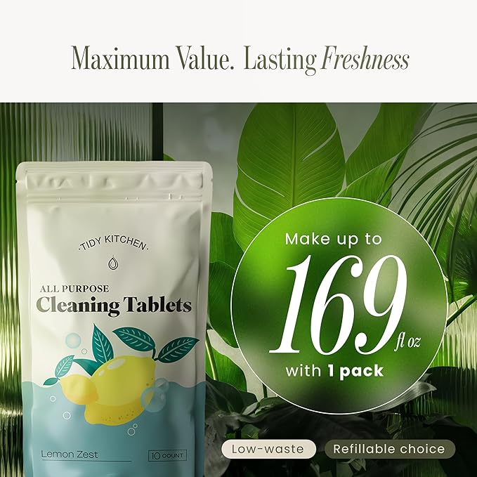 All-Purpose Cleaner Tablets, Multi-Surface on Counters, Stovetops, Tile, Wood, Bath & Glass, Water-Activated Concentrate, 10 Pack Refills