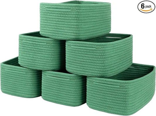6 Pack Storage Baskets for Shelves, Small Baskets for Shelves, Cute Decorative Storage Bins, Organizer Basket for Gifts Empty, 11.8''Lx7.8''Wx4.7''H-Green