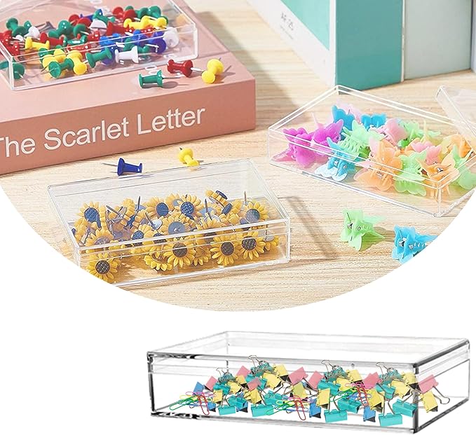 KissYou Acrylic Box Clear Boxes with Lid Small Rectangle Display Boxes Wedding Easter Party Favor Jewelry Storage Box for Decoration