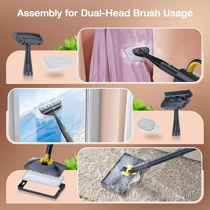 ScrubWiz Steam Mop with Detachable Handheld Steam Cleaner, 10-in-1 Multi Accessories, Quick 10s Heat, 350ml and 2-Level Steamer for Cleaning Floor, Carpet, BBQ Grill, Tile, and Grout, Gray