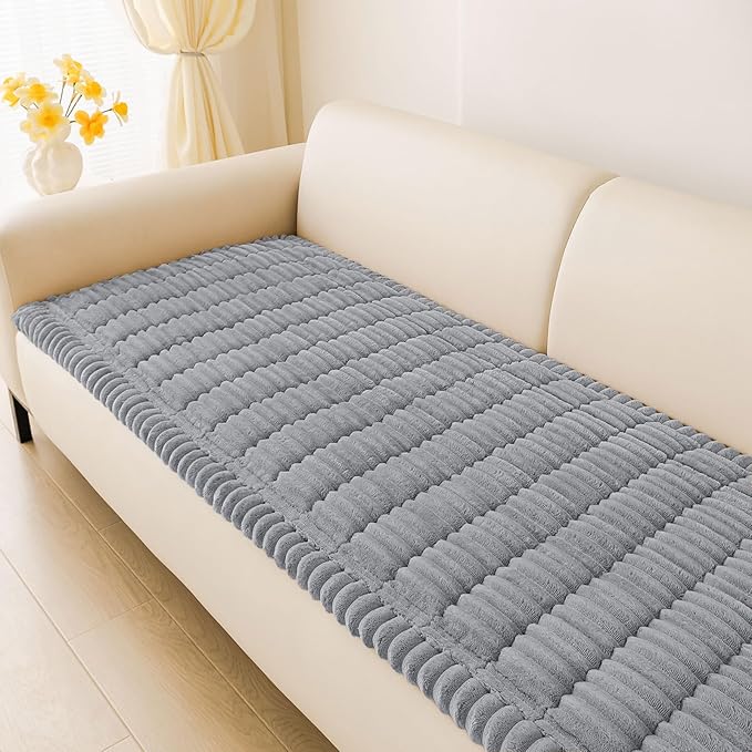 hyha Couch Covers for Dogs Washable, Non Slip Plush Dog Sofa Protectors, Fuzzy Pet Couch Covers for 3 Cushion Sofa Pet Friendly (Grey, 27.6" x 70.9")