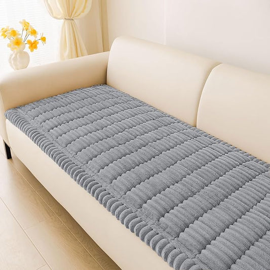 hyha Couch Covers for Dogs Washable, Non Slip Plush Dog Sofa Protectors, Fuzzy Pet Couch Covers for 3 Cushion Sofa Pet Friendly (Grey, 27.6" x 70.9")