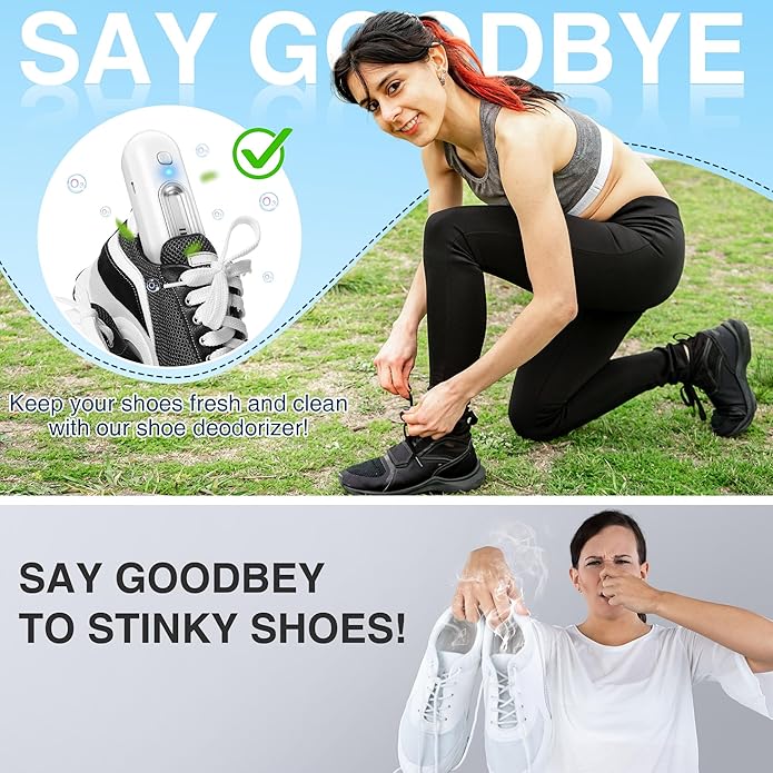Qualirey Chemical Free Shoe Deodorizer for Sneaker, Daily & Strong Mode Shoe Odor Eliminator for Bags, Boot