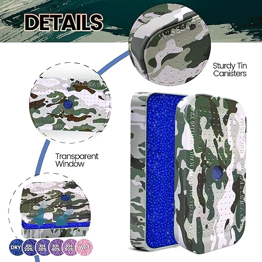 20Pcs 40g Rechargeable Gun Safe Dehumidifier, Blue to Pink Color Indicating Silica Gel Desiccant Canister - Camouflage, Desiccant Moisture Absorbs for Storage