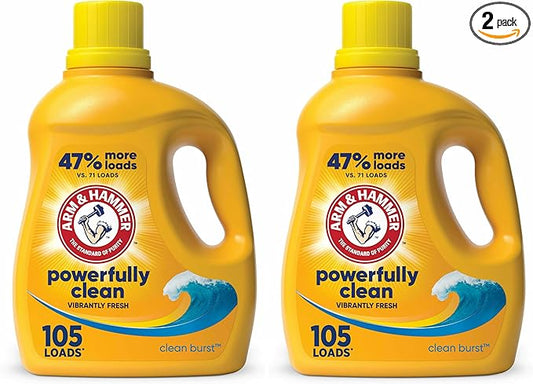 Arm & Hammer Liquid Laundry Detergent, Clean Burst | 105 Loads | 105 fl oz | Pack of 2