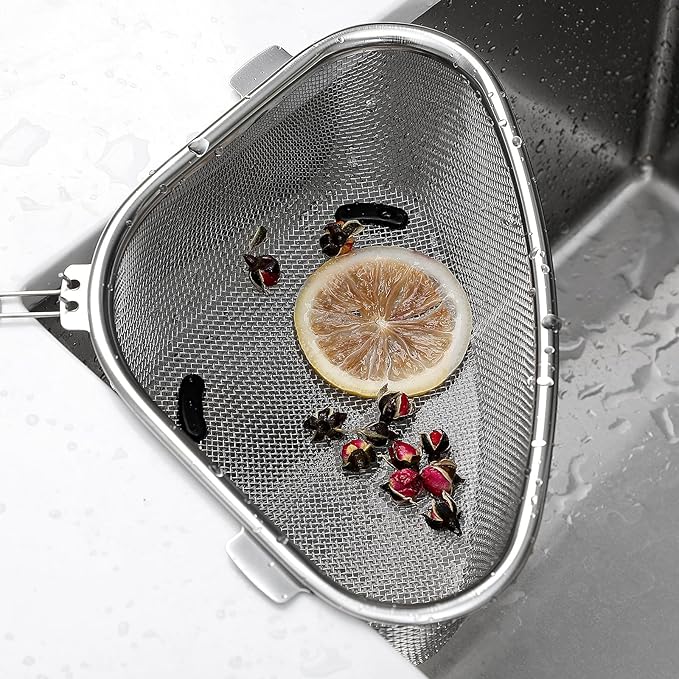 Mesh Strainer Sink Strainer Basket Mesh Basket Stainless Steel Triangle Sink Drainer Kitchen Triangular Corner Colander Metal Shelving