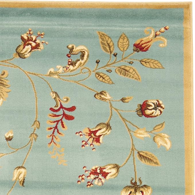 SAFAVIEH Lyndhurst Collection Area Rug - 5'3" x 7'6", Blue & Multi, Traditional Floral Design, Non-Shedding & Easy Care, Ideal for High Traffic Areas in Living Room, Bedroom (LNH552-6591)