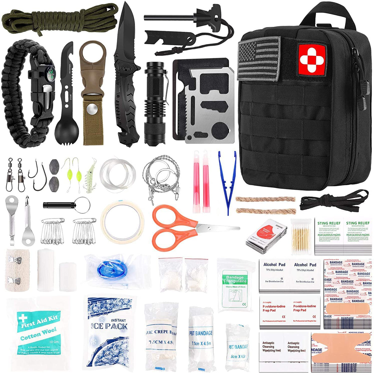 216 Pcs Survival First Aid Kits, Professional Survival - Image 1