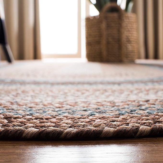 SAFAVIEH Washable Rug Outdoor Braided Collection - 2'3" x 6' Runner, Brown & Multi, Handmade & Reversible, Non-Shedding & Easy to Clean, Ideal for Patio, Backyard, Mudroom (BRD313A)