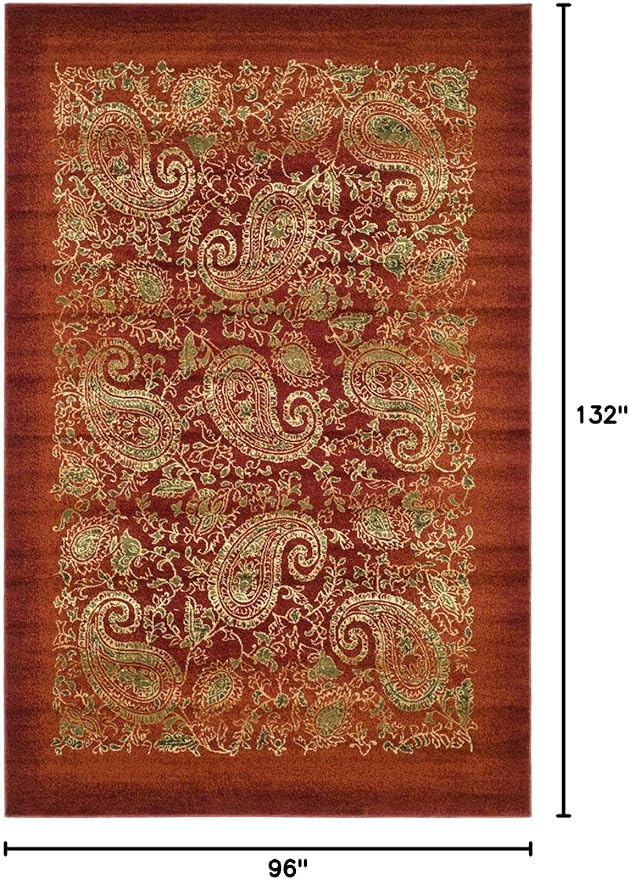 SAFAVIEH Lyndhurst Collection Area Rug - 8' x 11', Red & Multi, Traditional Paisley Design, Non-Shedding & Easy Care, Ideal for High Traffic Areas in Living Room, Bedroom (LNH224B)