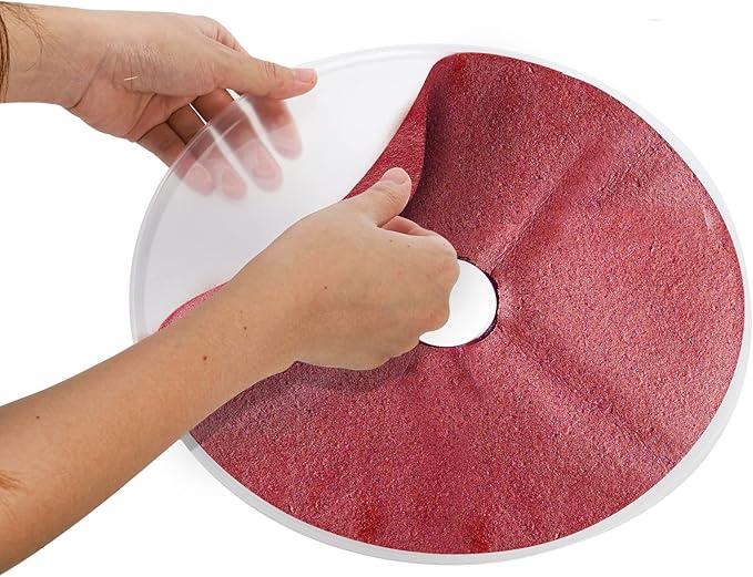 ZOOFOX 6 Pack Fruit Roll Sheets, Round Plastic Dehydrator Sheets with Edges, Reusable Dryer Mats for Fruit Leather, Meat, Beef jerky, Herb, Vegetable, BPA-Free