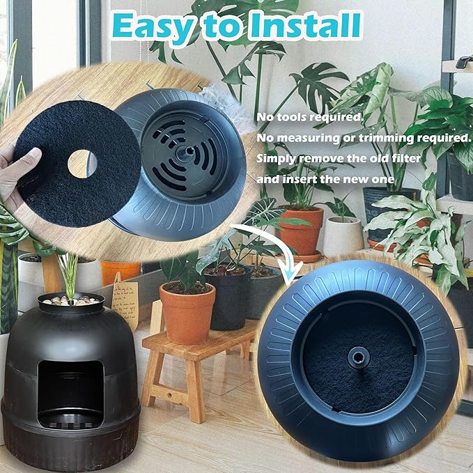 Cat Litter Box Replacement Filters for Hidden Litter Box Cat, Activated Charcoal Filters Replacement to Absorb Odors and Litter Box Deodorizer for Hidden Enclosure Litter (6 Pack)