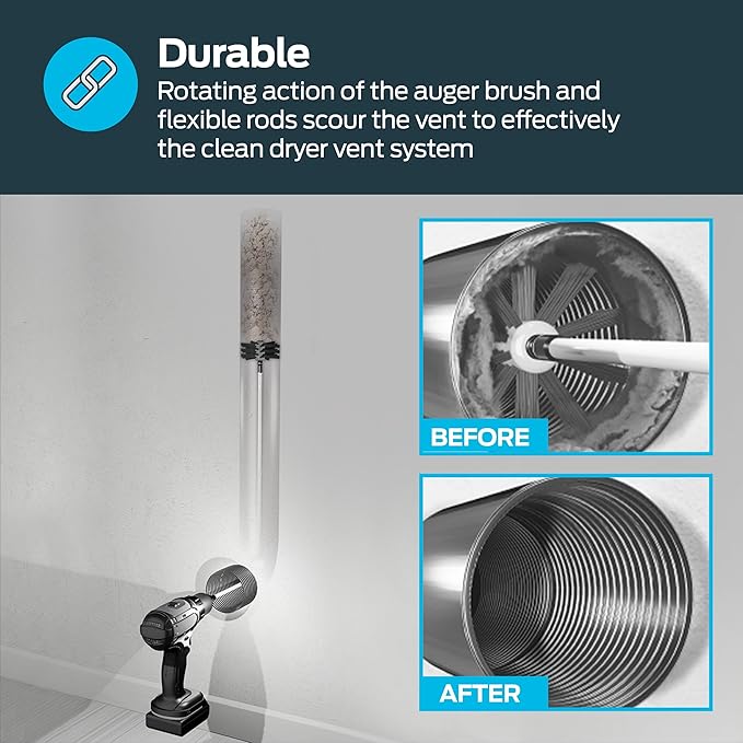 Eastman Lint Wizard Dryer Vent Cleaning Extension Rods, 8 Foot Flexible Quick-Snap Rods, 60767