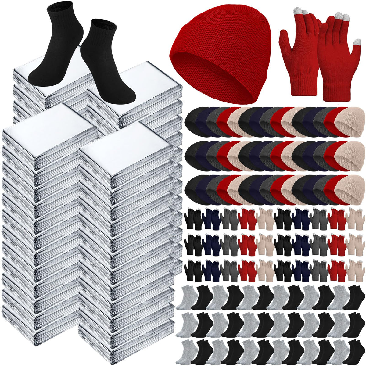200 Pcs Thermal Blankets Winter Warmth Set Bulk, Classic - Image 1
