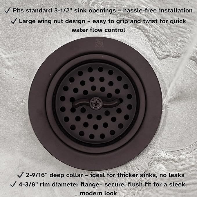 Westbrass R213-12 Wing Nut Style Large Kitchen Basket Strainer, Oil Rubbed Bronze