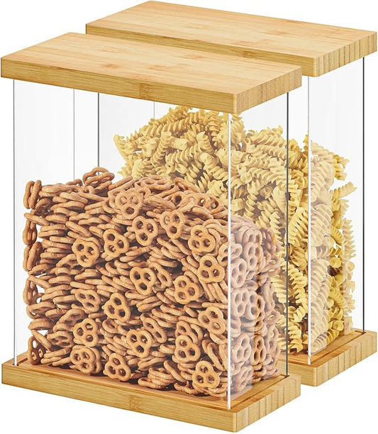 SpaceAid Bamboo Food Storage Container - Airtight Cereal Containers with Lids, Kitchen Cereal Canisters Pantry Organizers and Storage for Rice, Flour, Coffee, Snack, Small 2 Pack
