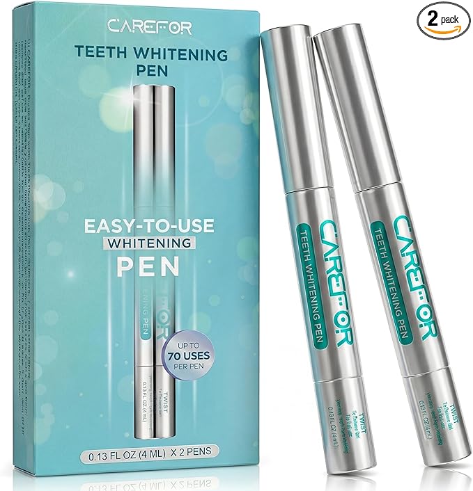 Teeth Whitening Pen 2 Pack (8ml) Fast-Acting Whitening Gel with Brush Applicator – Portable Travel Kit for Professional Stain Removal & Brighter Smile